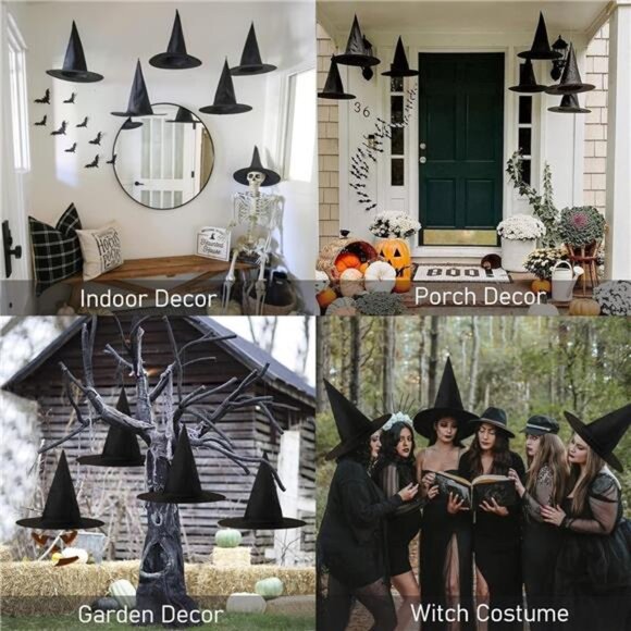 12 PCS Halloween Decorations Witch Hat Costume Accessory, Thickened Hanging - Picture 13 of 14